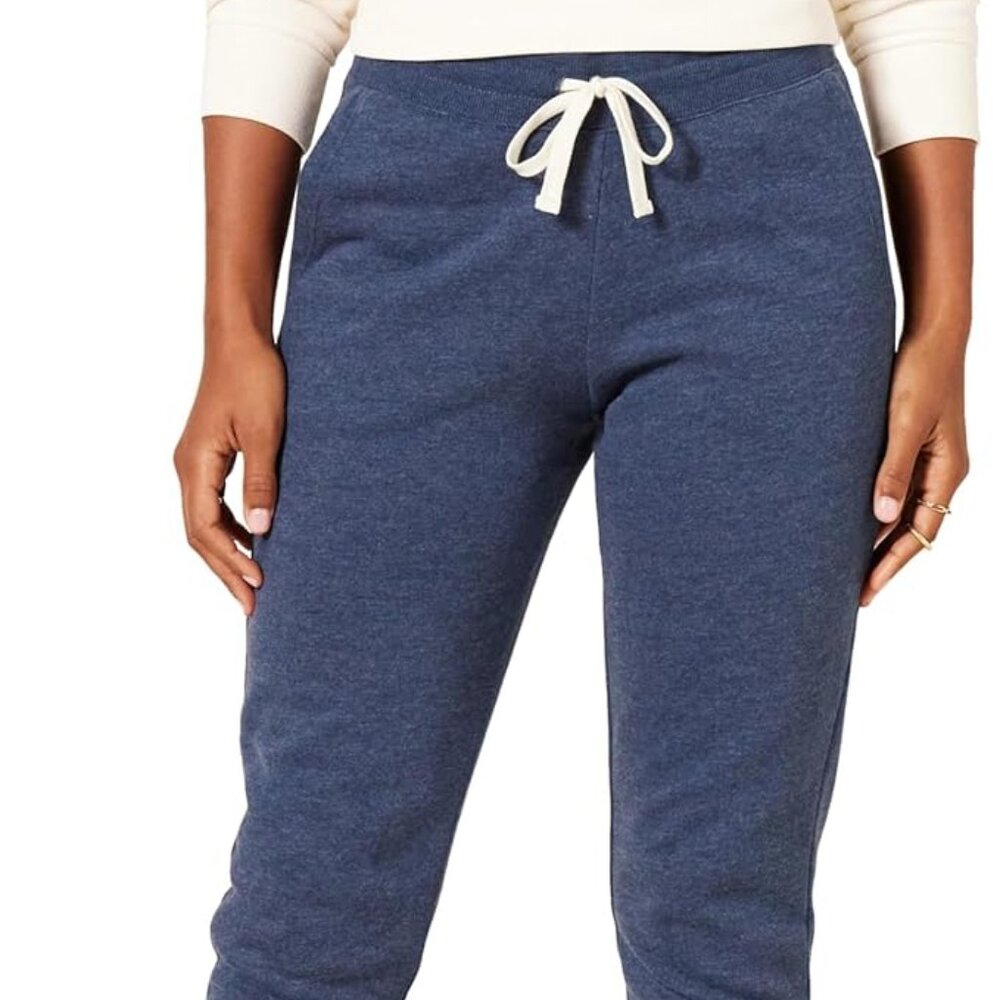 2 Pairs Amazon Essentials Womens S Fleece Joggers Navy & Light Blue Heather Cozy